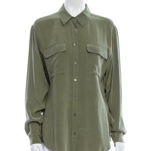 Equipment Silk Blouse Olive Green Size Small